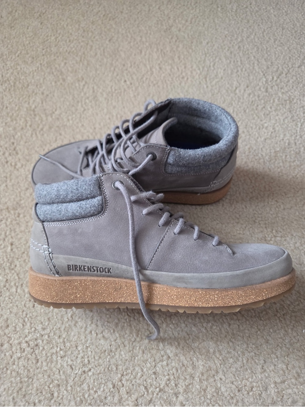 Birkenstock women’s gray Suede High-Top Sneakers
